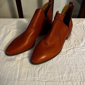 Lucky Brand Women's Burnt Orange Leather Ankle Boots